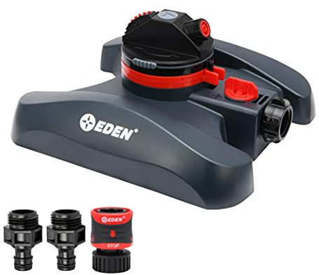 Eden 94134 2-Pattern Turbo Gear Drive Irrigatore per Yard w/Quick Connect Starter Kit Controllo del flusso con filtro rimovibile, copertura a 360 gradi