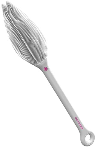 dentistar Silikon Flaschenbürste – Baby Flaschenbürste für Flaschen, Becher und Gläser, Flexibler Flaschenreiniger mit weichen Silikonborsten – Aus lebensmittelechtem Silikon – BPA-frei* – Grau