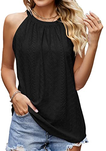 BKEPDY Femme Débardeur Crop Top, Sexy Crop Tank Tops Camisole Top Crop, Col Rond Tops sans Manches Solide Côtelé Gonflable Décontracté Trim Camisole Doux Respirant Été Plage