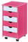 Inter Link – Rollcontainer – Rollcontainer mit 6 Schubladen – Bürocontainer - Rollschrank – Rollwagen – Schubladenkommode - Massiv Kieferholz – Rosa/Weiß – BxTxH: 35x39x66 cm