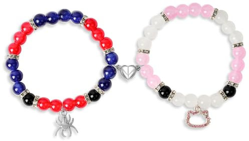 Aucuu Magnet Armband für Paare - Matching Kristalle Naturstein-Perlenarmband - Freundschaftsarmbänder Geschenke für Freund Freundin