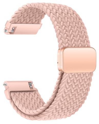 AidorMax Watch Straps - Quick Release Elastic Braided Watch Bands 22mm, Soft Breathable Fabric Replacement Strap with Adjustable Magnetic Buckle for Smartwatches and Wristwatches Men Women (Pink)