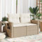 Homgoday Gartensofa 2-Sitzer mit Kissen Balkonmöbel Terrassensofa Balkonsofa Loungesofa Gartenlounge Gartenmöbel Terrassenmöbel mit Klappbare Beistelltisch Poly Rattan Beige und Cremeweiß