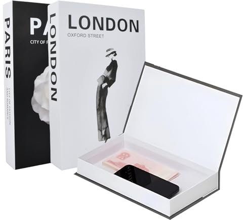 3 PCS Magnetic Decorative Fake Books, Fashion Fake Book Box, Stacked Hardcover Faux Books, Display Fake Books, Black White Decor Books with Storage Function, for Home/Bookshelf/Office