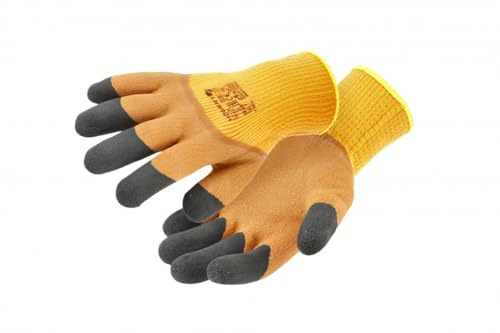 Högert Technik LYCK skyddshandskar, latexbelagda, isolerade, orange, storlek 11, högt grepp och nötningsmotstånd, perfekt för krävande arbetsmiljöer
