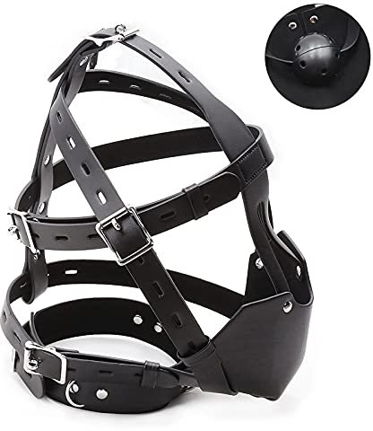 Bavaglio per bocca, bavaglio per bocca estremo, bavaglio con palla dura, bavaglio per giochi di sesso, imbracatura per giocattolo sessuale SM in pelle per principianti