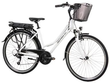 F.lli Schiano E-Ride, Bicicleta Electrica de Trekking, 28, Batería 36V 14.5Ah Extraíble, Motor 250W 40Nm, Bici Electrica Urbana, Unisex Adulto, Blanco