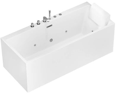 Home Deluxe Vasca da bagno con funzione vasca idromassaggio AMBER – 170 x 58 x 80 cm I vasca da bagno in acrilico, spa, vasca di lusso, bagno, bagno, getti massaggianti, vasca idromassaggio angolare