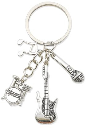 EAVUYIS Portachiavi con ciondolo per microfono, con confezione regalo, regalo creativo per gli amanti della musica, accessorio alla moda