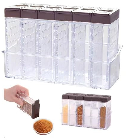 GIDWRIY Botes Especias Plastico,Organizador Especias Camping,Tarros Especiarias para Cocinar,Organizador Especiarias Transparente,Spice Jars,Caja De Condimentos Reutilizable con Tapa para Pimienta
