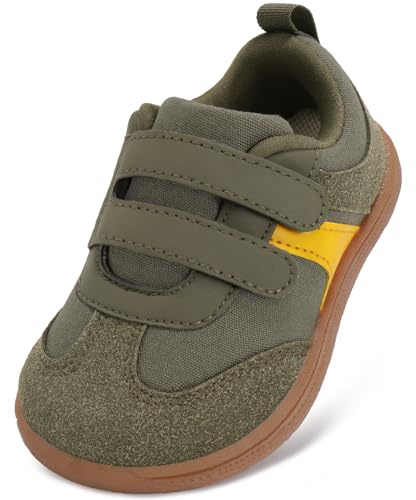 STQ KIDS Chaussures Barefoot Enfant Mode Basket Enfant Garcon Fille Respirant Antidérapant Chaussure Premier Pas Bebe Minimalistes pour à La Course et à La Marche Bleu Foncé et Kaki 23 EU