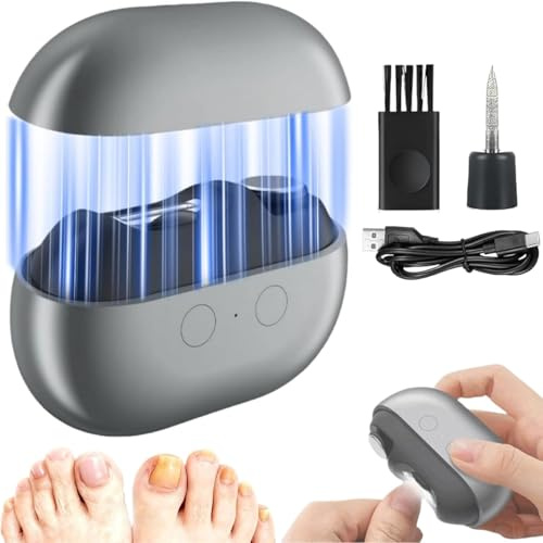 Fanyil - Cortaúñas inteligente Easy Clip para personas mayores, herramienta eléctrica de cuidado de uñas con luz LED, recortador de uñas sin dolor para uñas gruesas, artritis, baja visión (gris)
