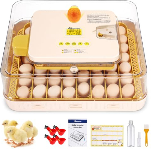 Sailnovo Incubadora de huevos de 56 huevos, totalmente automática, con giro automático, control de humedad y temperatura, incubadora para pollo, pato, codorniz, para laboratorio, escuela, granja