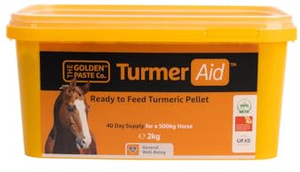 The Golden Paste Company TurmerAid, Complete Turmeric for Horses, Premium Pelleted Horse Supplement for Joint Health, Wellbeing & Digestion with added Yucca and Linseed - 2kg - Easy to Feed