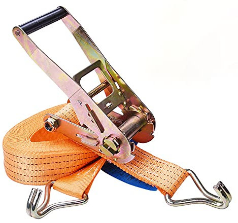 Zurrgurt Ratsche Spitzhaken, Spanngurt 4000 daN,zweiteilig,Farbe Orange, 10 m Länge, 50 mm Bandbreite