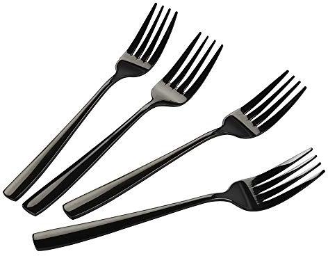 Teyyvn Black Stainless Steel Dessert/Salad Forks, Set of 16
