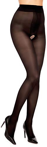 GLAMORY Femme Collants Ouvert 40 Entrejambe, Noir, 4XL Grande Taille EU