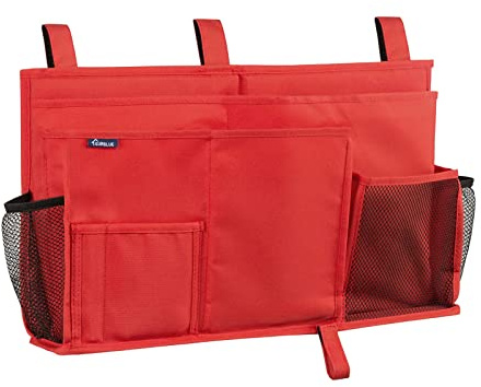 Surblue Caddy Hanging Organizer Bedside Storage Bag for Bunk and Hospital Beds, Red, L