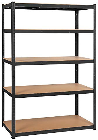 Yaheetech Estantería Metálica Almacenaje 180x120x60cm Estantería para Cargas Pesadas Estante Industria de 5 Niveles para Garaje Taller Trasero Carga de 875 kg Negro