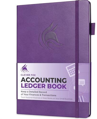 Clever Fox Libro contabile - Libro contabile per piccole imprese & Uso personale - Libro contabile colonnare per il monitoraggio di denaro, spese, depositi & Saldo - Grande, 7x10″ (viola)