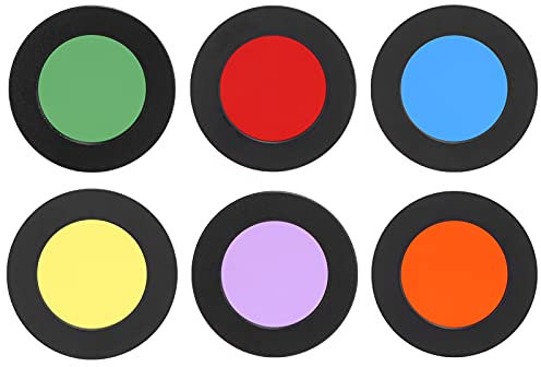 Topiky 6-in-1 Astronomisches Teleskop-Okular-Filter-Set, 1,25 Zoll/31,7 Mm Okularlinse Planeten und Nebelfilter, Gelb/Orange/Rot/Grün/Blau/Lila