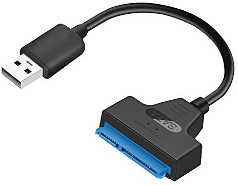 KOBONA Cable convertidor USB 2.0 a SATA de 22 pines para discos duros SSD de 2,5