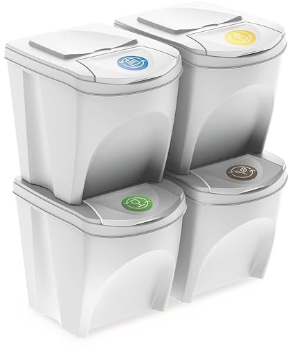 Set 4x25l papeleras reciclaje SORTIBOX - ashen