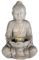 LED Brunnen Buddha Gartenbrunnen aus GRC Beton Zierbrunnen für Garten Terrasse 6 warmweiße LED H: 45cm für Innen und Außen grau