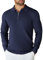 COOFANDY Polo Pullover für Herren Half Zip Strickpullover Basic Sweater Männer Arbeitspullover Langarmpullover Pulli Marineblau L