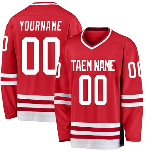 Custom Ice Hockey Jersey Personalized Printed Long Sleeves Hockey Jersey Apparel for Hockeys Fans Men Women Youth, 42 Colour Options for Team Uniforms, Gifts, S-5XL Size Range