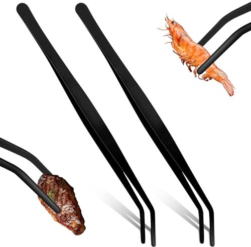 2 Stück 30.5cm Kochpinzette Zangen Set，Edelstahl Professionelle Kochpinzette，für Kochen Grillen und Backen