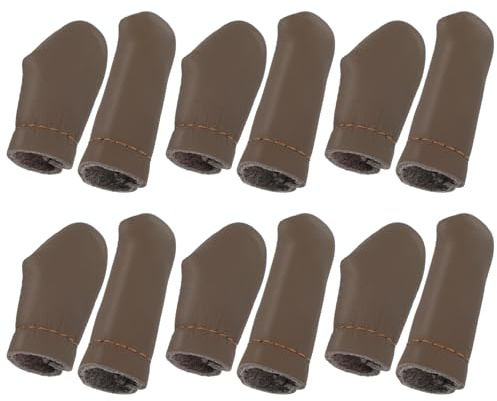 HJZHII 12 protectores de dedos de fieltro de aguja, protectores de dedos de ganchillo, protectores de dedos de cuero, resistentes a los cortes, protectores de cunas para manualidades y costura