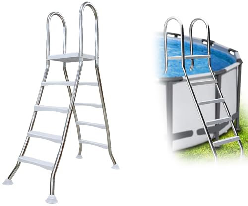 AIBOTY Escalera de seguridad de acero para piscina fuera de tierra, escalera para piscina al aire libre, escaleras para piscina fuera de tierra, escalera para piscina fuera de tierra, carga 250 kg