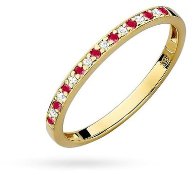 MARKO Courting Bague en or véritable 375 pour femme avec zircone – Bague éternité blanche, noire ou rouge rubis – Bague de fiançailles ou alliance pour femme