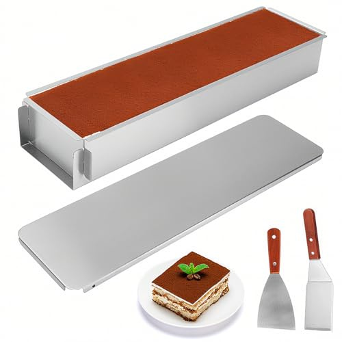 RANJIMA Backform Rechteckig, Verstellbare Rechteckige mit Deckel Mousse-Kuchenform aus Aluminiumlegierung Eckig für Tortenzubereitung Toast Brote Backen Schichttorten für Geburtstag Party