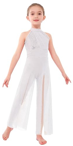 Freebily Abito da Balletto Bambina Ballo Lirico Contemporaneo Body Danza Bianco 11-12 anni