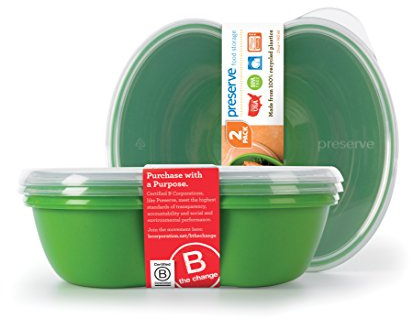 Preserve Dishwasher Safe BPA Free Sandwich Food Storage Container Made from Recycled Plastic in the USA, Set of 2, Apple Green