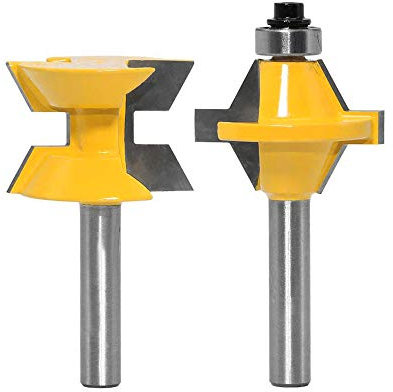 Gasea 2pcs 8mm 120 Degrés Fraise à Bois Menuiserie Foret à Joint de Doigt Rainure de Travail du Bois Outil Découpage Coupe Ciseaux Bois MDF Contreplaqué