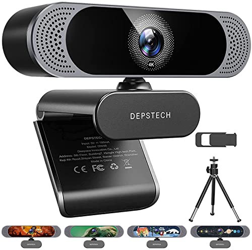 DEPSTECH 4K Webcam, DW49 HD 8MP, ausgestattet mit Sony-Sensor, Autofokus-Webcam mit Mikrofon, Sichtschutzabdeckung, Plug-Play-USB-Computer-Webkamera für Streaming/Online-Unterricht/Videoanrufe/Zoom