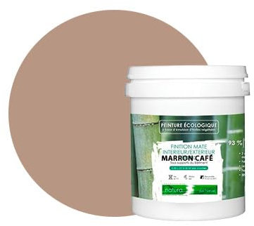 BOX DECO COULEURS Pintura natural ecológica interior exterior con aspecto mate Natura – 1 l/13 m² [Clase energética A+], marrón café