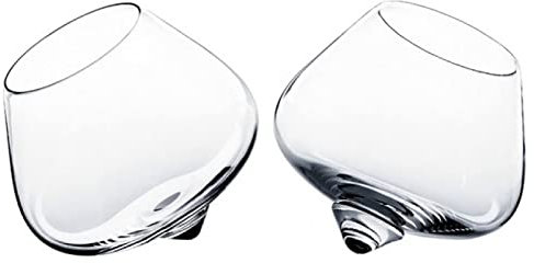 PRELGOSP Bicchieri Inclinati, Bicchiere Rotante da Whisky, Vintage Tumbler Bicchieri Vino Senza Stelo per Cocktail Liquore Rum Borgogna Brandy, per la Festa del papà da Uomo Unico,2pcs