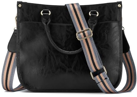 ZOUIQSS Femmes Sacs à Bandoulière en Cuir Sac à Dos Dame Hobo Sac à Main Poches Zippées Sac Avec Sangle Réglable(poignée-Nero)