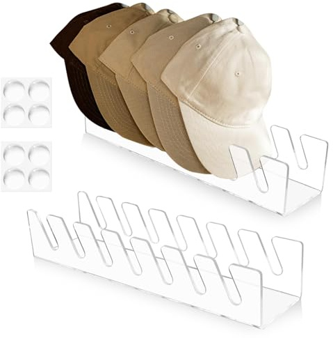 CANIPHA 2 Hat Stand For Baseball Caps organizadores de sombreros acrílicos para gorras de béisbol, soporte para sombreros, estante organizador con pies de goma soporte para 7 gorras de béisbol