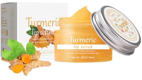 Turmeric Lip Scrub Exfoliator, Vitamin C Lip Scrub, Moisturizing Lip Care to Remove Dead Skin, Lip Exfoliator Scrub, Sugar Scrub for Chapped & Cracked Lips (1 Pcs, Turmeric)