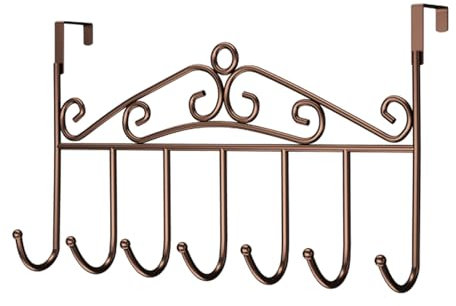 Türhaken, Türgarderobe, Eisen Aufhängen Türhaken mit 7 Haken, Retro Rutschfeste Türhakenleiste Kleiderhaken Tür Handtuchhalter Kleiderbügel Kreativer Wandmontierter Kleiderhut Aufbewahrungsregal