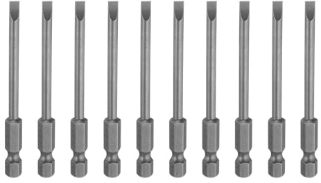 QUARKZMAN 10 Piezas de Puntas de Destornillador Magnético de Ranura Sl4 de 4 mm de Acero S2 para Destornillador de Cabeza Plana con Vástago Hexagonal de 1/4, 3 de Largo