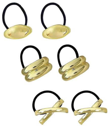 Katyjun 6 Stück Haargummi Gold, Haaraccessoires Damen, Elastisch Metall Zopfhalter