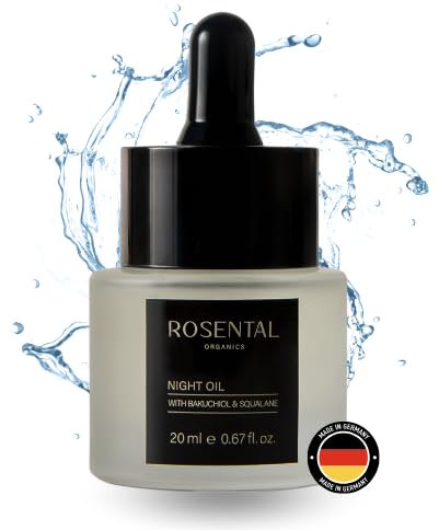 Rosental Organics Night Oil – Hydratisierendes & Beruhigendes Gesichtsöl mit Bakuchiol, Squalane & Lavendelöl für alle Hauttypen - Perfekt für Gua Sha - Made in Germany