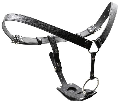 GKLWEJ Cintura di castità per donna, imbracatura strap-on in pelle PU, imbracatura bondage con foro per pene per plug anale e dildo, giocattolo sessuale per lesbiche