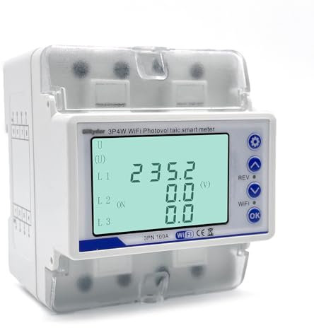 SiRyder Medidor De Consumo Eléctrico Wifi, Contador Inteligente Wifi 100 A 380 V TrifáSico, Medición Bidireccional Pv Con Múltiples Protecciones